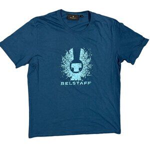 Belstaff England TShirt Blue Graphic Short Sleeve Cotton XXL